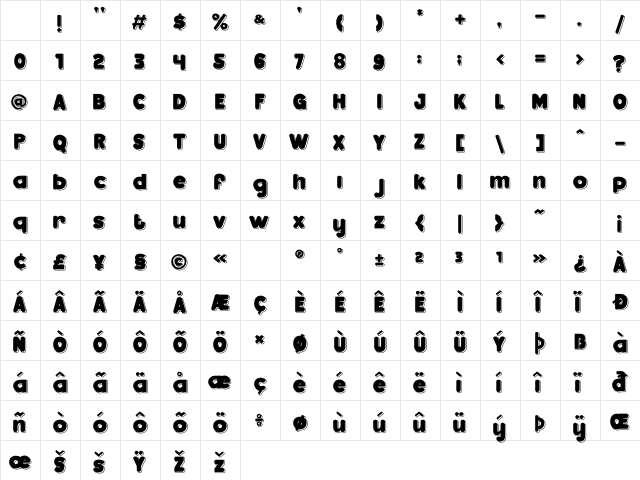 Bloksy Three Regular Character Map