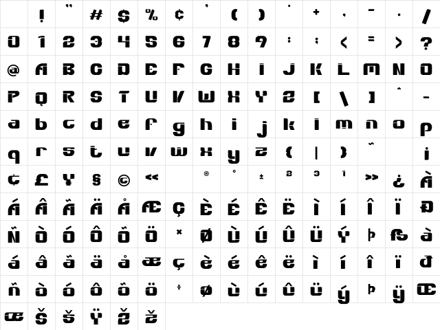 Bold Move Regular Character Map