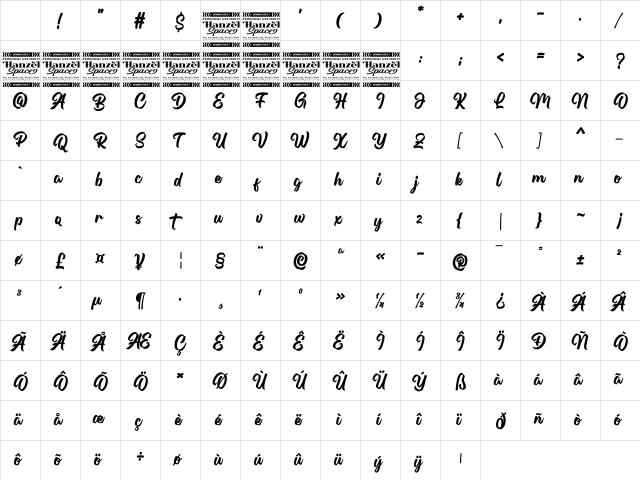 British Letter Regular Character Map British Letter Regular Character Map