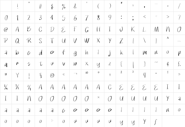 Broken Junior Regular Character Map Broken Junior Regular Character Map