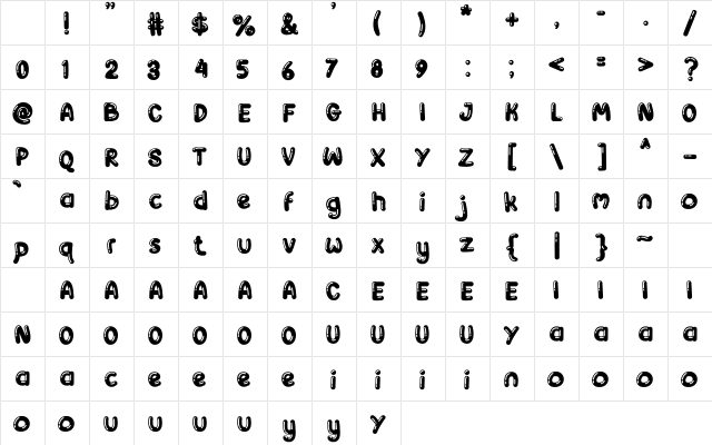 Bulbin Regular Character Map Bulbin Regular Character Map