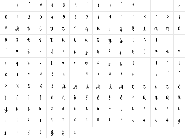 Christmas Ambience Regular Character Map