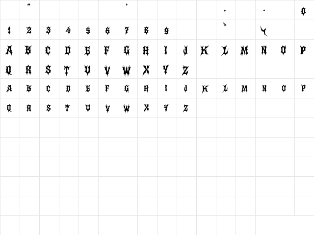 Darkness Regular Character Map Darkness Regular Character Map