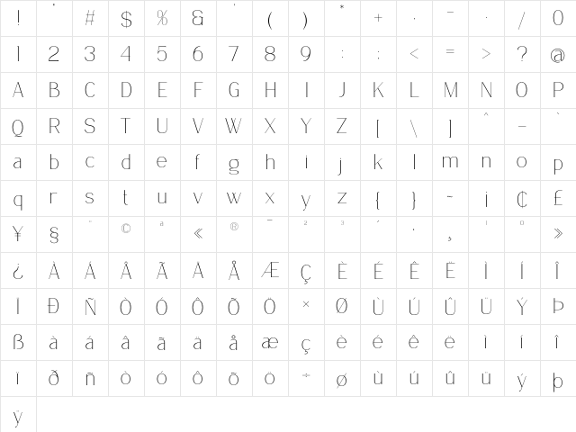 Delicate Elegance Regular Character Map Delicate Elegance Regular Character Map