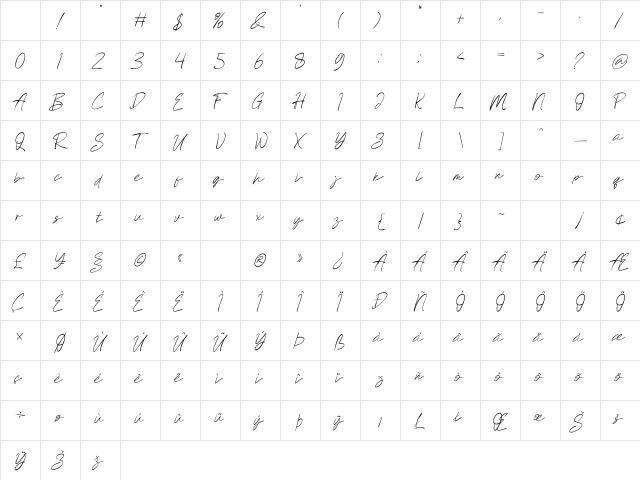 Fadegent Regular Character Map