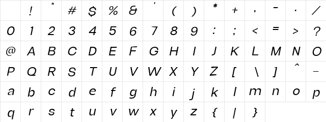 Borscha Ita Italic Character Map Borscha Ita Italic Character Map