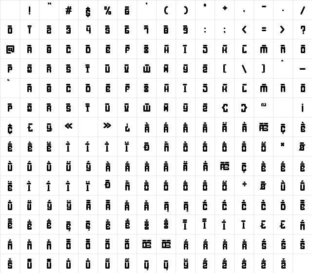 Brovyz Groovy Regular Character Map Brovyz Groovy Regular Character Map