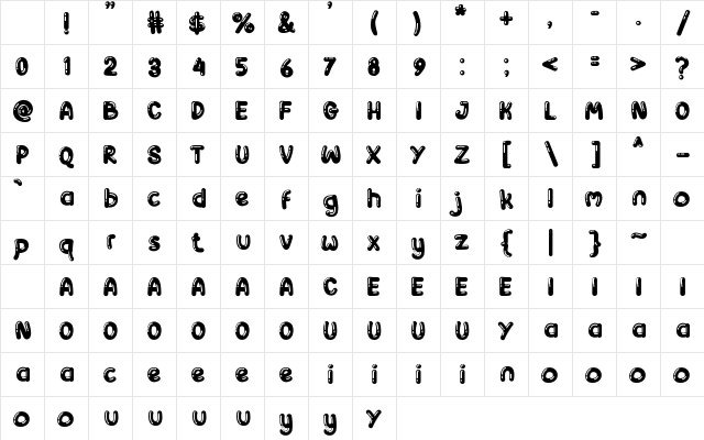 Bulbin Regular Character Map Bulbin Regular Character Map