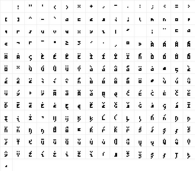 Bytesized Regular Character Map Bytesized Regular Character Map