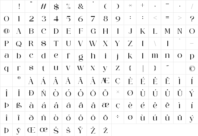 CHAREN Regular Character Map CHAREN Regular Character Map