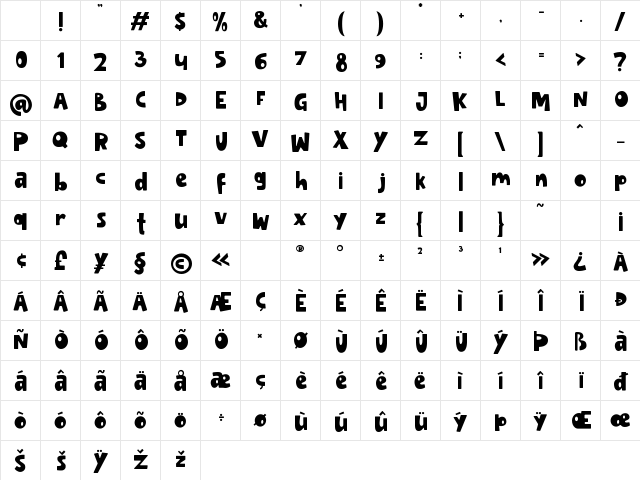 Carve Craft Regular Character Map