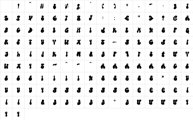 Christmas Groovy - Personal Use Regular Character Map