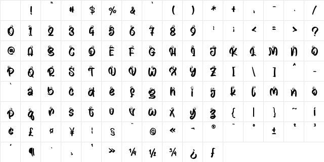 Christmas July - Personal Use Regular Character Map Christmas July - Personal Use Regular Character Map