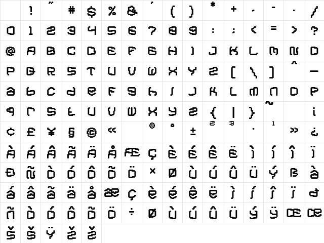 Cyber Bytes Regular Character Map Cyber Bytes Regular Character Map