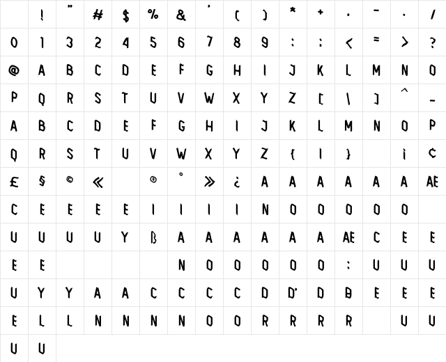 Dalgona Rolgado Regular Character Map