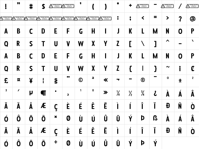 Debaznue PERSONAL USE ONLY! Regular Character Map