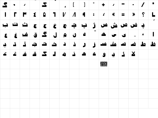 PersianUltra Regular Character Map PersianUltra Regular Character Map