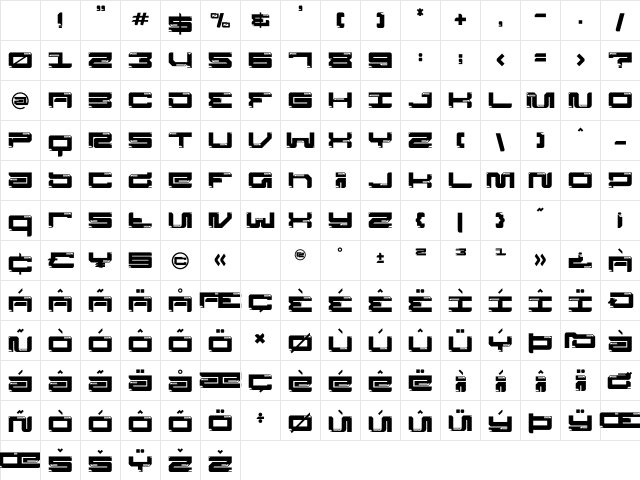 Dynatron Regular Character Map Dynatron Regular Character Map