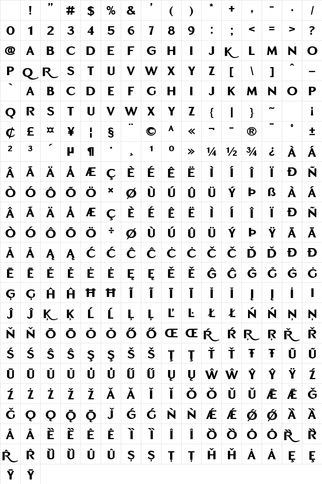 Emerald Crown Bold Character Map Emerald Crown Bold Character Map