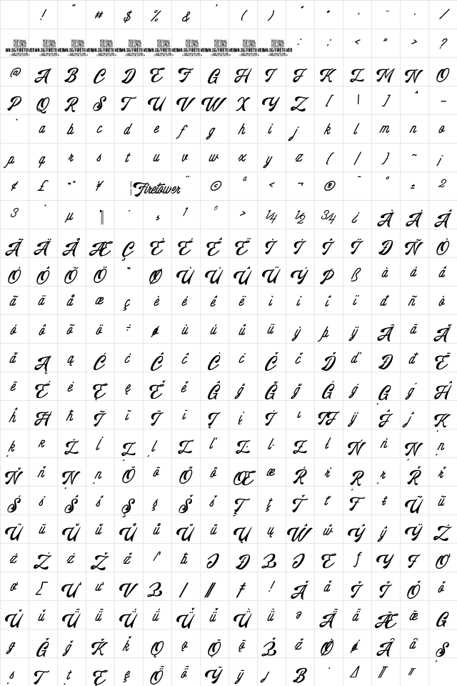 Firetower PERSONAL USE Regular Character Map Firetower PERSONAL USE Regular Character Map