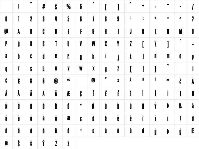 Focused Block Bold Regular Character Map Focused Block Bold Regular Character Map