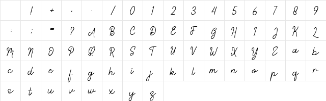 Curly Babe Regular Character Map Curly Babe Regular Character Map