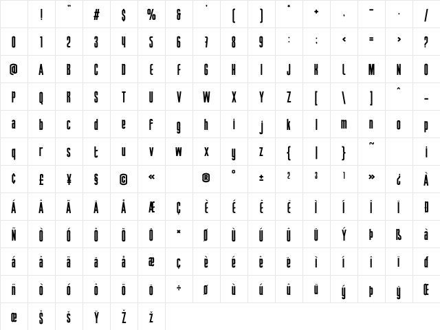 Focused Block Regular Character Map Focused Block Regular Character Map