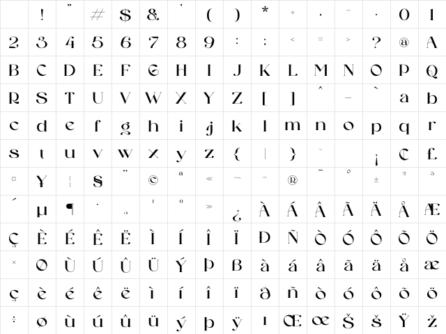 Galeriya Regular Character Map