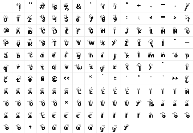 Frosty Faktur Hat Regular Character Map