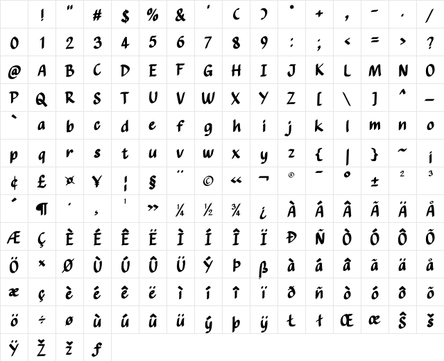 General Komik Regular Character Map General Komik Regular Character Map