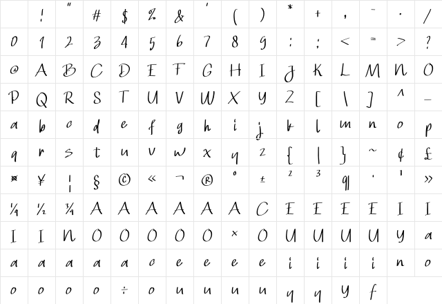 Gregory Hwang Regular Character Map Gregory Hwang Regular Character Map