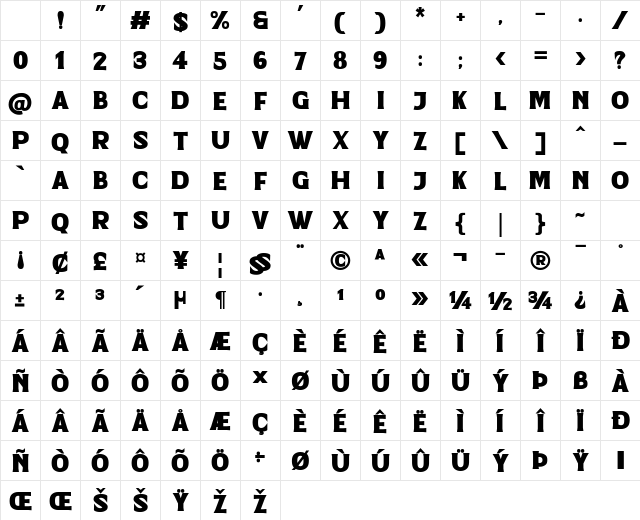 Goldener Bold Character Map Goldener Bold Character Map