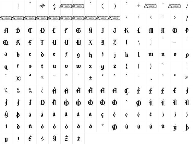 Gothic Valentine PERSONAL USE O Regular Character Map Gothic Valentine PERSONAL USE O Regular Character Map