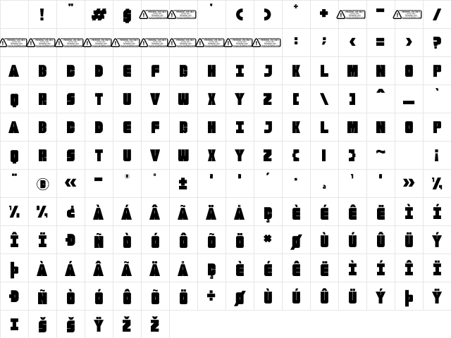 Gravon PERSONAL USE ONLY! Regular Character Map