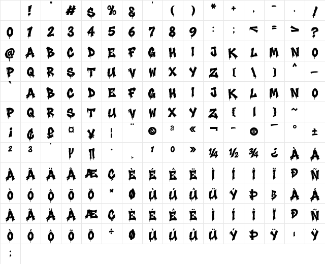 Grime Slime - Dripping Regular Character Map
