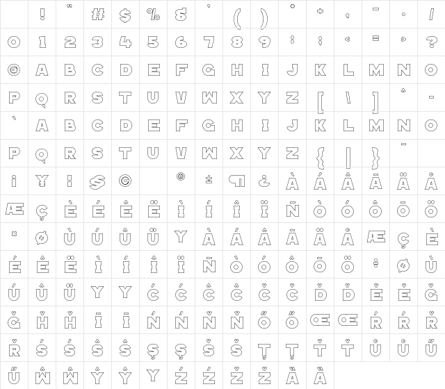 HEINAN Outline Regular Character Map HEINAN Outline Regular Character Map