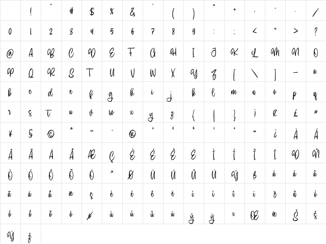 Hello Brigantia Regular Character Map Hello Brigantia Regular Character Map