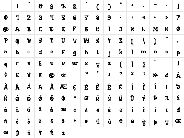 Heart Fade Regular Character Map Heart Fade Regular Character Map