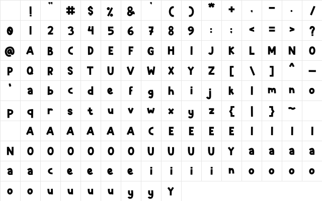 Hinato Regular Character Map