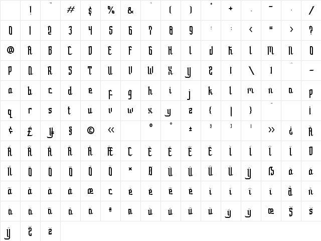 Hikaya Mirage Regular Character Map