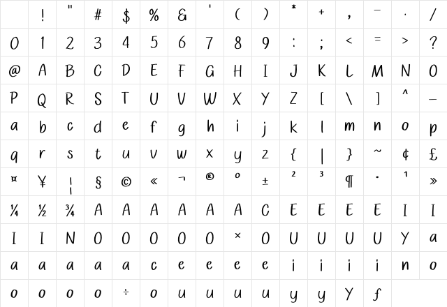 Hope Cartoon Regular Character Map Hope Cartoon Regular Character Map