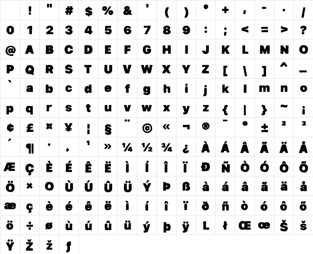 Horeg Bolot Regular Character Map Horeg Bolot Regular Character Map