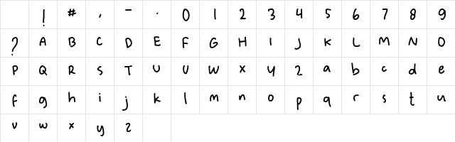 Leisure HF Regular Character Map Leisure HF Regular Character Map
