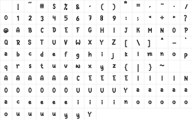 Innerline Regular Character Map Innerline Regular Character Map