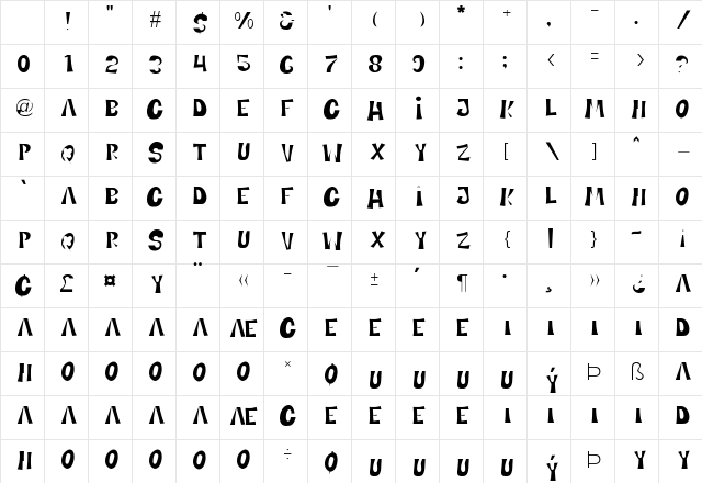 King Jack Style_Inner Regular Character Map King Jack Style_Inner Regular Character Map