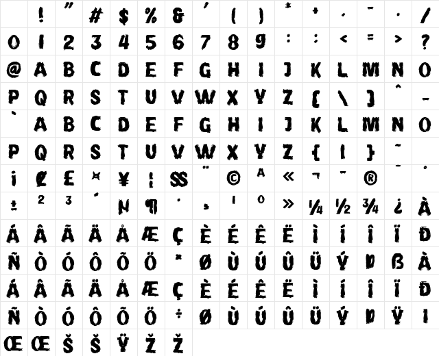 Kinken Regular Character Map Kinken Regular Character Map