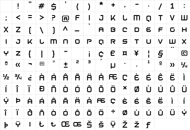 Litespeed Bold Character Map Litespeed Bold Character Map