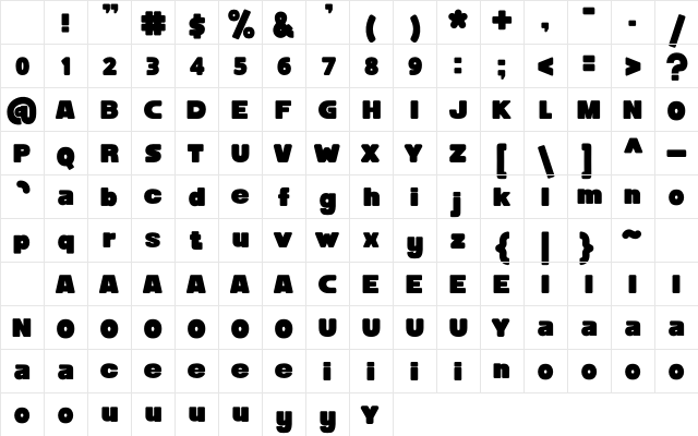 LUEMU Regular Character Map LUEMU Regular Character Map