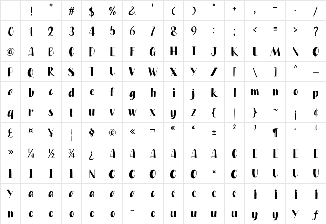 Momen Star Regular Character Map Momen Star Regular Character Map