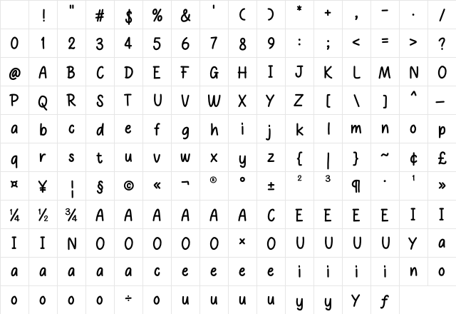 Monny Cartoon Regular Character Map Monny Cartoon Regular Character Map